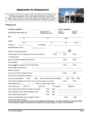 Application for Employment - Dalton New Hampshire