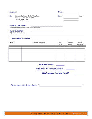 CHHC - Blank Invoice Template - Chesapeake Home Health Care