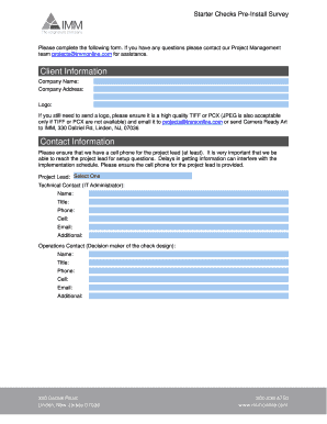 Starter Checks PreInstall Survey