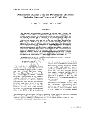 OPTIMIZATION OF EPSPS GENE AND DEVELOPMENT OF DOUBLE HERBICIDE TOLERANT TRANSGENIC PGMS RICE wwwSIDir - sid