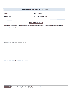 EMPLOYEE SELF-EVALUATION - Strategic Building Solutions