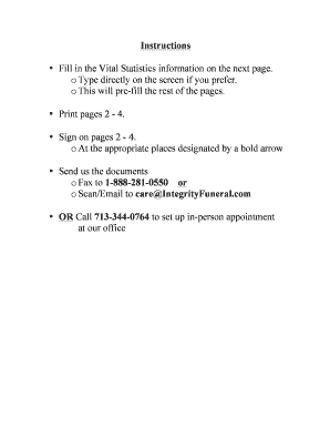 Texas Funeral Service Authorization Form