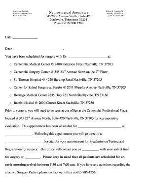 Pre-Operative Surgery Instructions