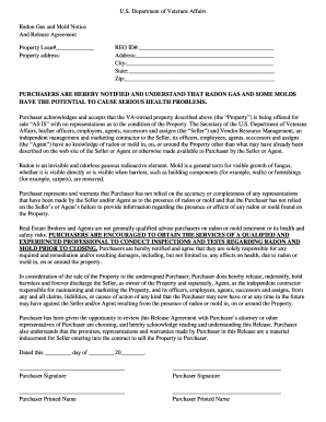 Radon Gas and Mold Release Agreement