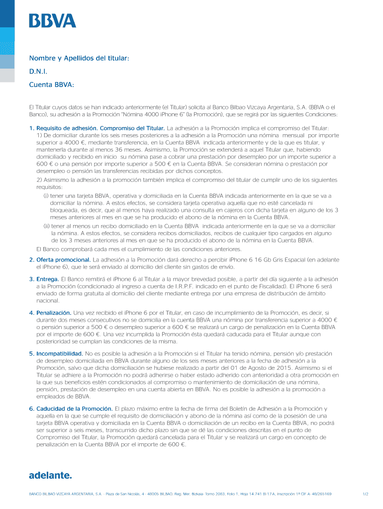 AF Boletin de Adhesion Promocion Nomina 4000 iPhone 6indd Vista previa en la página 1