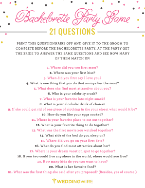 Fillable Online Bachelorette Party Game Fax Email Print - pdfFiller