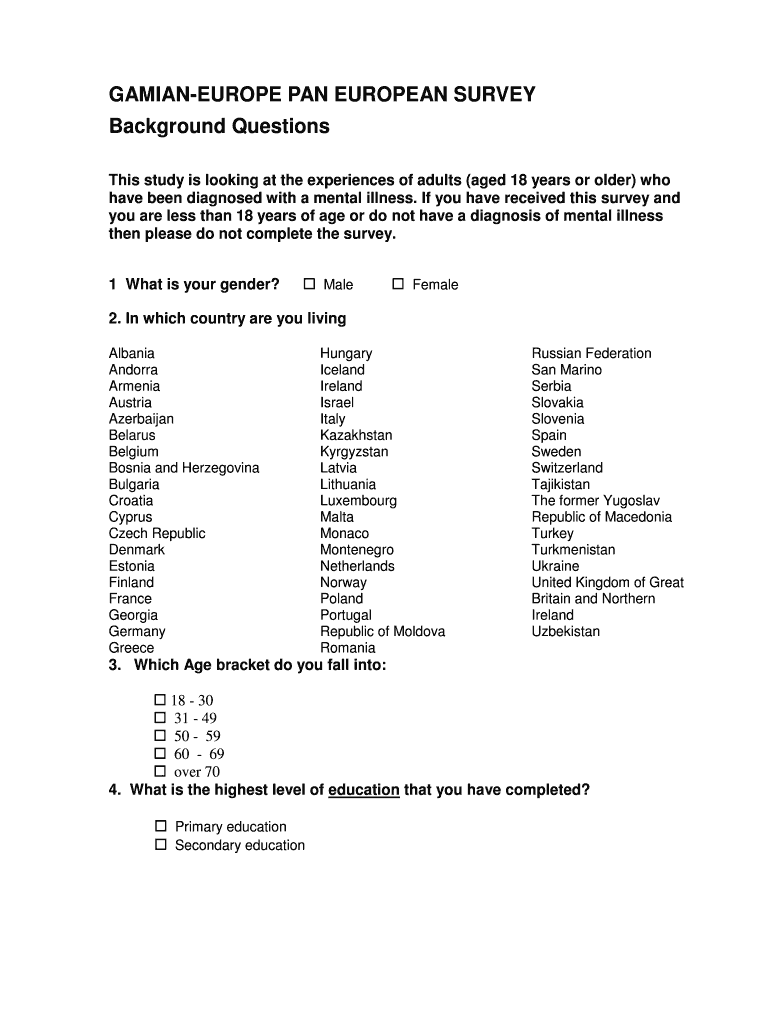 Fillable Online GAMIAN Stigma questionnaire_English Fax Email Print ...