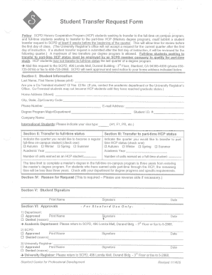 Student Transfer Request Form Student 1.0. - bmi stanford