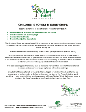 CHILDRENS FOREST MEMBERSHIPS - menofthetreescomau