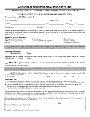 Patient Medical release form - Anchorage Neurosurgical Assoc