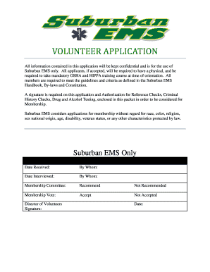 VOLUNTEER APPLICATION - Suburban EMS