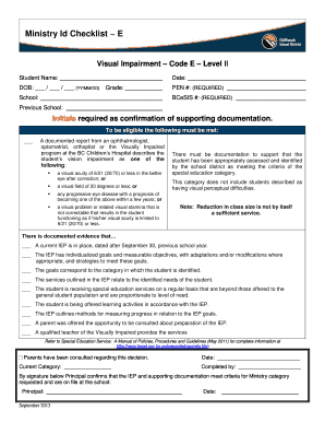 Ministry Id Checklist E