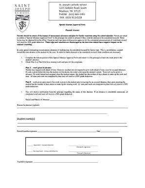 Special Absence Approval Form 4 15 15doc - saintjosephschoolnashville