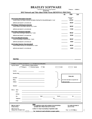 2015 Network and Thin client Order Form (RENEWAL PRICING)