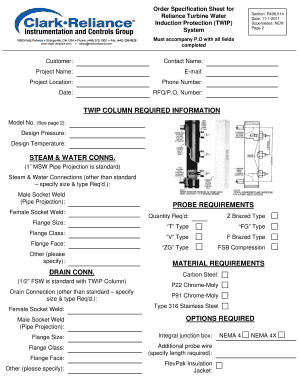 Order and request worksheet - RFQ and Purchase Order Specification Work Sheets TWIP Assembly