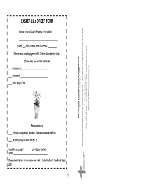 EASTER LILY ORDER FORM - Mt Calvary Lutheran Church and - mtcalvary-lcms