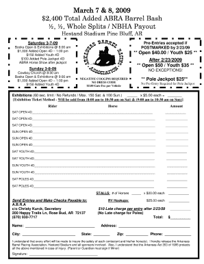 Barrel Bash Entry Form - arkansasbarrelracingassociation