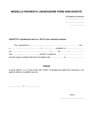 scarica il modello di richiesta liquidazione ferie non godute