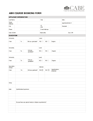 ABM COURSE BOOKING FORM - ETK Group - etkgroup co