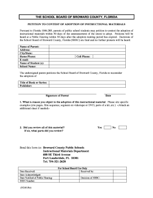 Florida Petition to Contest Instructional Materials