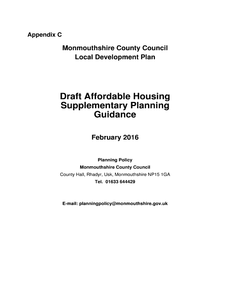 Fillable Online democracy monmouthshire gov Draft Affordable Housing Supplementary Planning