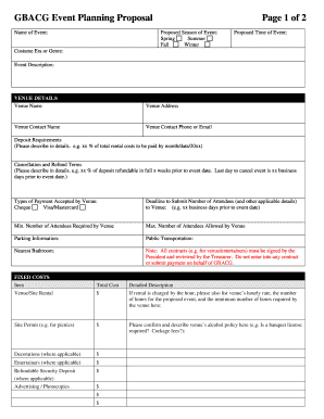 Company annual dinner proposal sample - BGBACGb Event Planning Form - gbacg