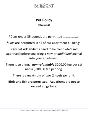 Pet Policy and Addendum - Fairmont Property Management