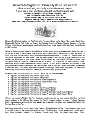 Welcome to Sagebrush Community Horse Shows 2015