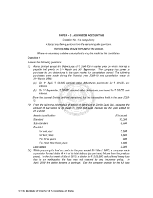 Accounting 101 exam questions and answers pdf - PAPER 5 ADVANCED ACCOUNTING 1 five six Question 1