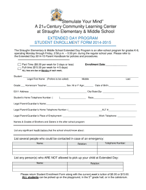 EDP Enrollment Form - Straughn Elementary School