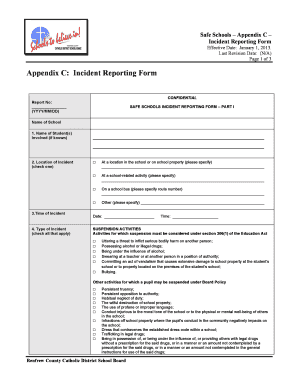 Appendix C Incident Reporting Form