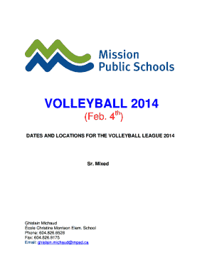 Solicitation letter for tv in the classroom - DATES AND LOCATIONS FOR THE VOLLEYBALL LEAGUE 2014 - morrison mpsd