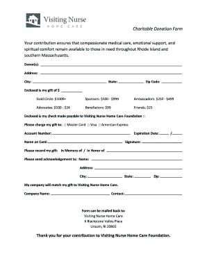 Donation form template word - Charitable Donation Form - Visiting Nurse Home Care - visitingnursehc