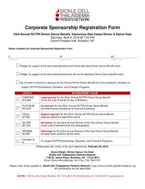 Examples of sponsorship letters - Corporate Sponsorship Registration Form - bSCTPNb