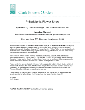 Philadelphia Flower Show Registration Form Philadelphia Flower Show Registration Form - clarkbotanic