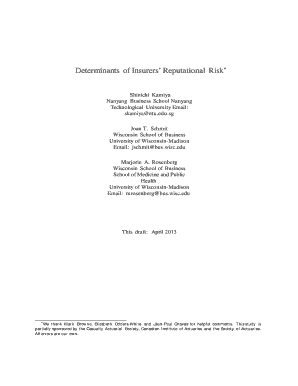 Printable bridge score sheet - Determinants of Insurers Reputational Risk - bunisgbbchb - sbf unisg