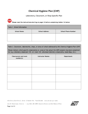 Chemical hygiene bformb and guidance document - Coloradogov - colorado