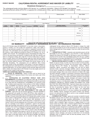 Bcalifornia rental agreementb and waiver of liability - Steve39s ATV Rentals