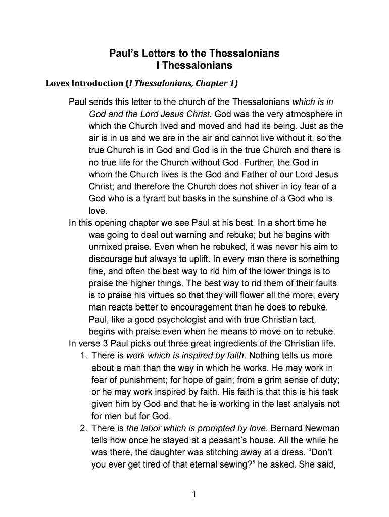 Fillable Online Pauls Letters to the Thessalonians Fax Email Print
