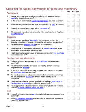 Capital Allowances for Plant and Machinery Toolkit 2012-13 Self Assessment and Company Tax Returns