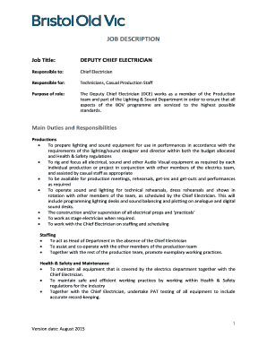 Preparation of job description and job specification for a job profile - Job Description and Person Specification (pdf) - Bristol Old Vic - bristololdvic org