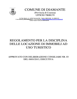 Fillable online comune diamante regolamento imposta di soggiorno ... Imposta di soggiorno