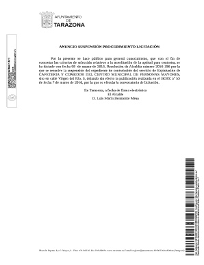 Suspension Notice for Cafeteria Service Tender