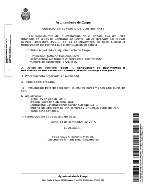 Ayuntamiento de Caspe Contract Announcement