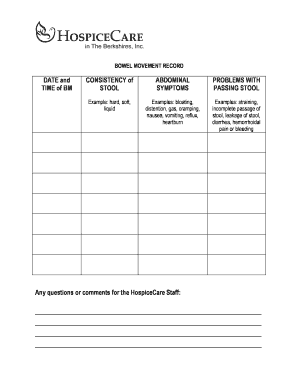 BOWEL MOVEMENT RECORD - Hospice Care At Berkshire - Hcib 2020-2024