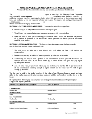 Mortgage loan origination agreement - J. Hill & Associates - hillrealty