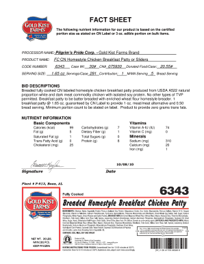 Sample change request form - FC CN Homestyle Chicken Breakfast Patty or Sliders