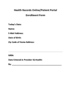 Fillable Online Health Records Online Enrollment Form - Manatee Primary