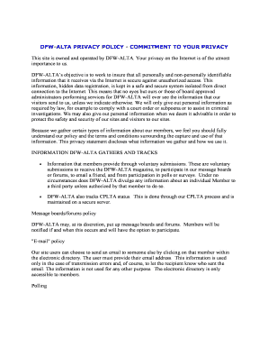 DFW-ALTA PRIVACY POLICY - COMMITMENT TO YOUR PRIVACY