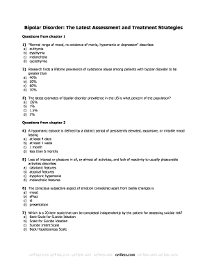 Fillable Online Bipolar Disorder: The Latest Assessment and Treatment ...